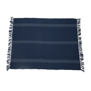Soft and Cozy Traditional Woven Recycled Cotton Blend Throw Blanket with Stripe Design