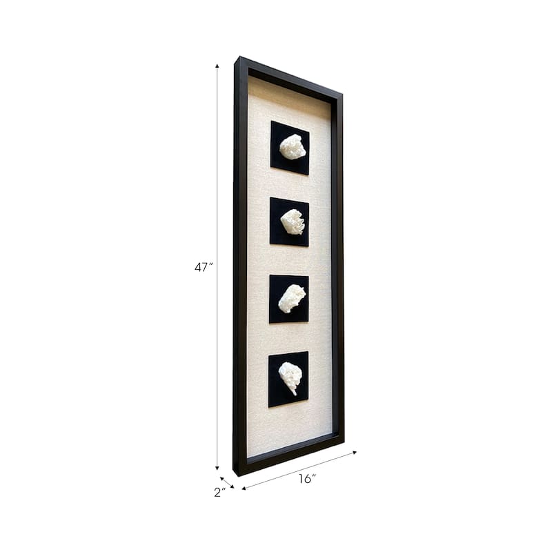 Crystal Wood Frame Canvas Art Vertical Wall Decor - 47" White