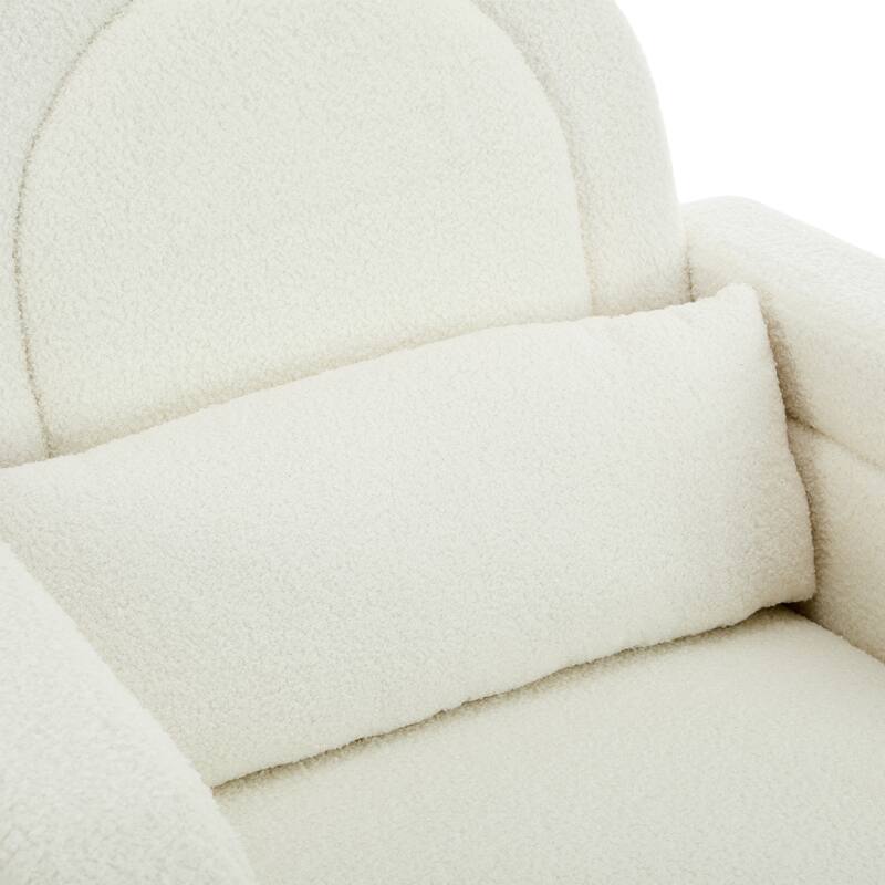 Accent Rocking Chair with Curved Back & Pillow, Ultimate Comfort for Your Home, Teddy Velvet, Cream White
