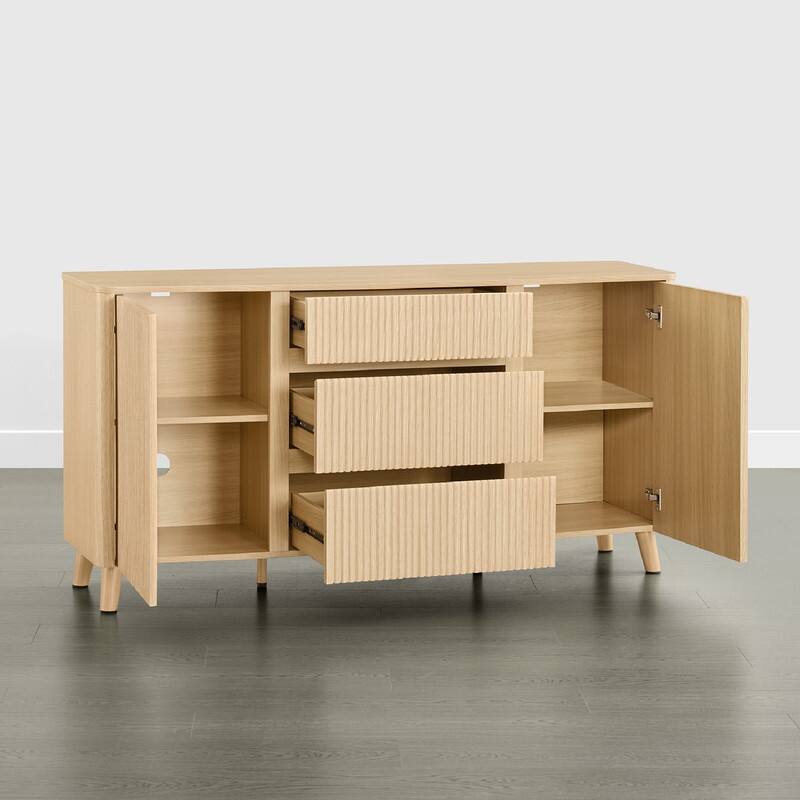 Spruce & Spring 62-Inch Sideboard Cabinet Modern Buffet Cabinet with Storage