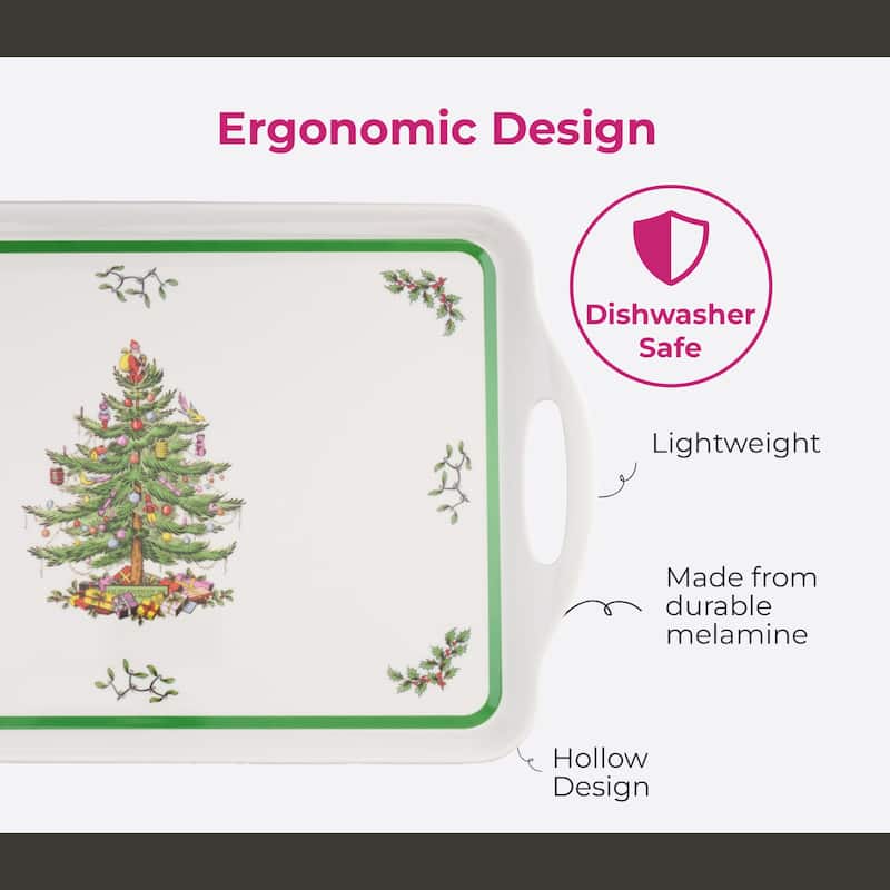 Pimpernel Christmas Tree Large Handled Tray - 18.9" L x 11.6" W