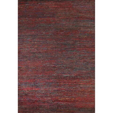 Jute/ Wool Modern Abstract Area Rug Hand-knotted Dining Room Carpet - 8'7" x 11'2"