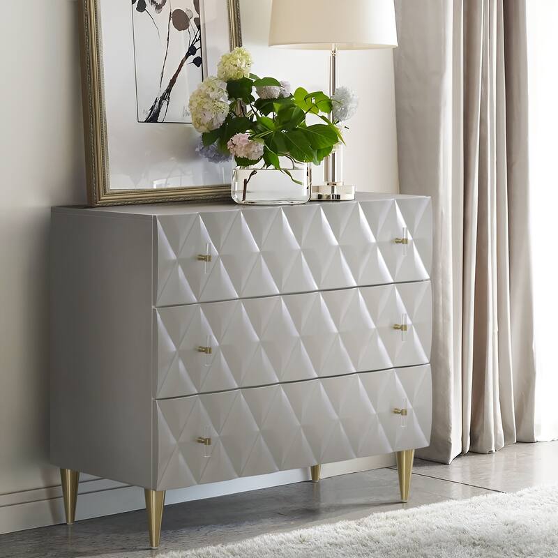 Metallic Silver and Champagne Finish Console Cabinet