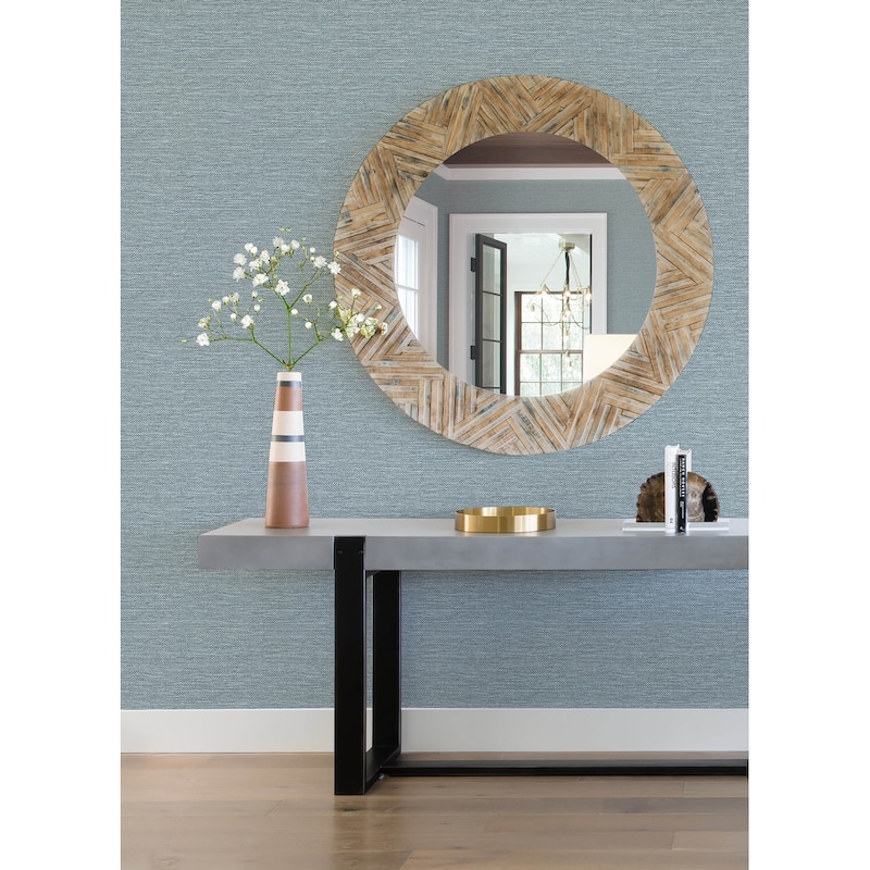 A-Street Prints Malin Denim Faux Grasscloth Wallpaper