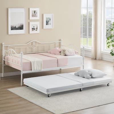 Daybed with Trundle Metal Guest Bed Frame Strong