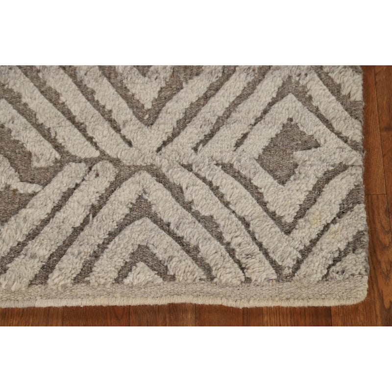 Geometric Moroccan Indian Accent Rug Handmade Trellis Wool Carpet - 2'0"x 3'0"