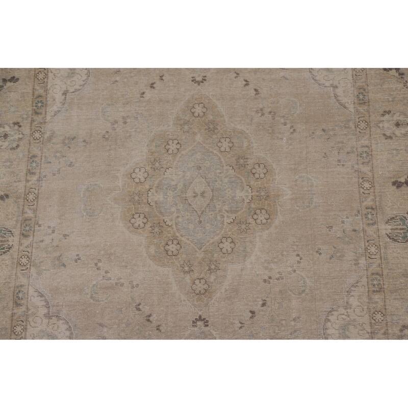 Vintage Distressed Tabriz Persian Rug Handmade Oriental Wool Carpet - 6'4" x 9'3"