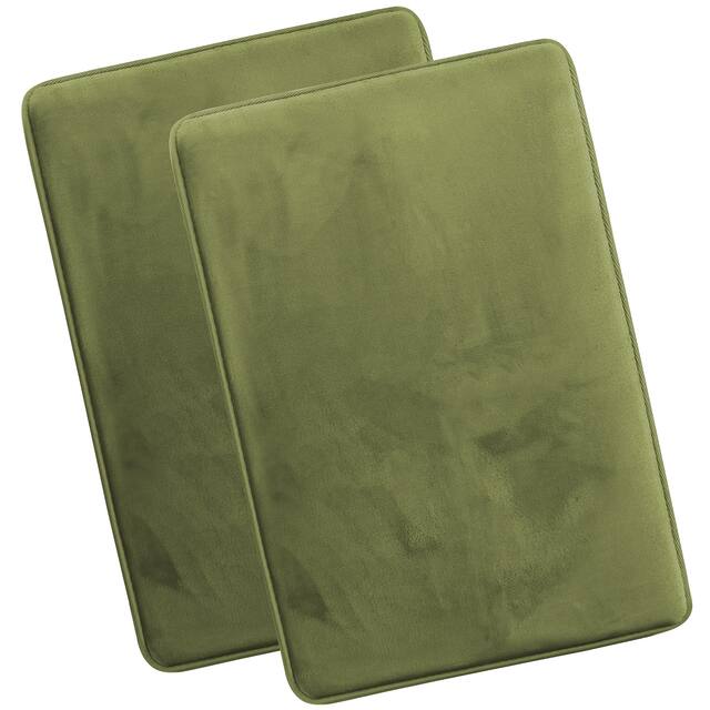 Clara Clark Ultra Soft Plush Bathroom Rug - Non-Slip, Velvet, Memory Foam Bath Mat - Set of 2 - Set of 2 20x32 - Sage Olive Green