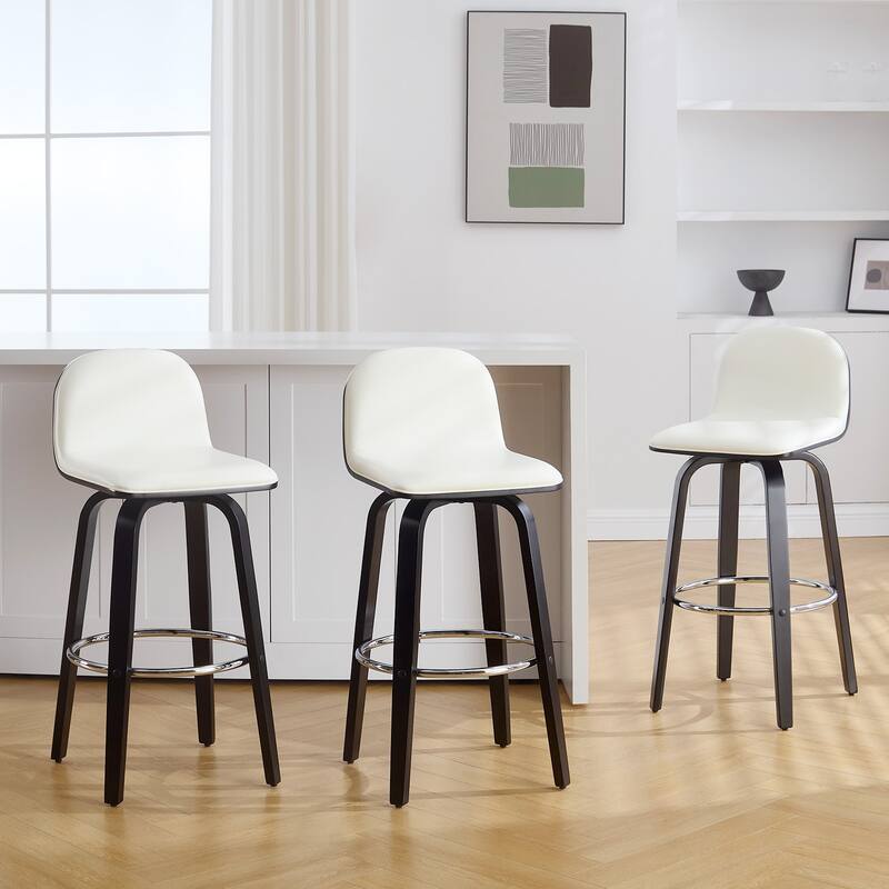 Faux Leather Upholstered Swivel Counter/ Bar Stools with Wood Frame