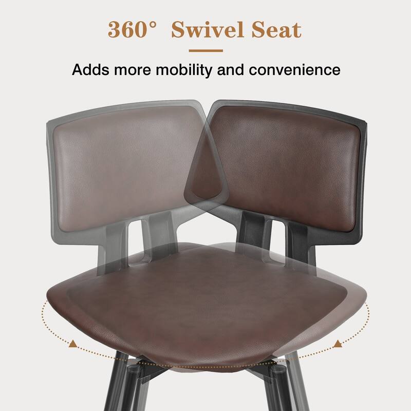 VECELO 2/4-Piece 360° Swivel PU Leather Bar Stools with Footrest Multi-Purpose Space-Saving Bar Stools for Small Apartments