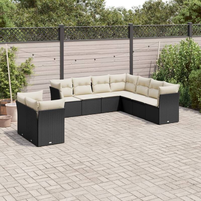 vidaXL Garden Sofa Set Black, Cream - 24.4 x 24.4 x 27.2