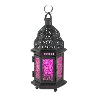 Dark Pink and Green Glass Candle Moroccan Lanterns - Bed Bath & Beyond ...