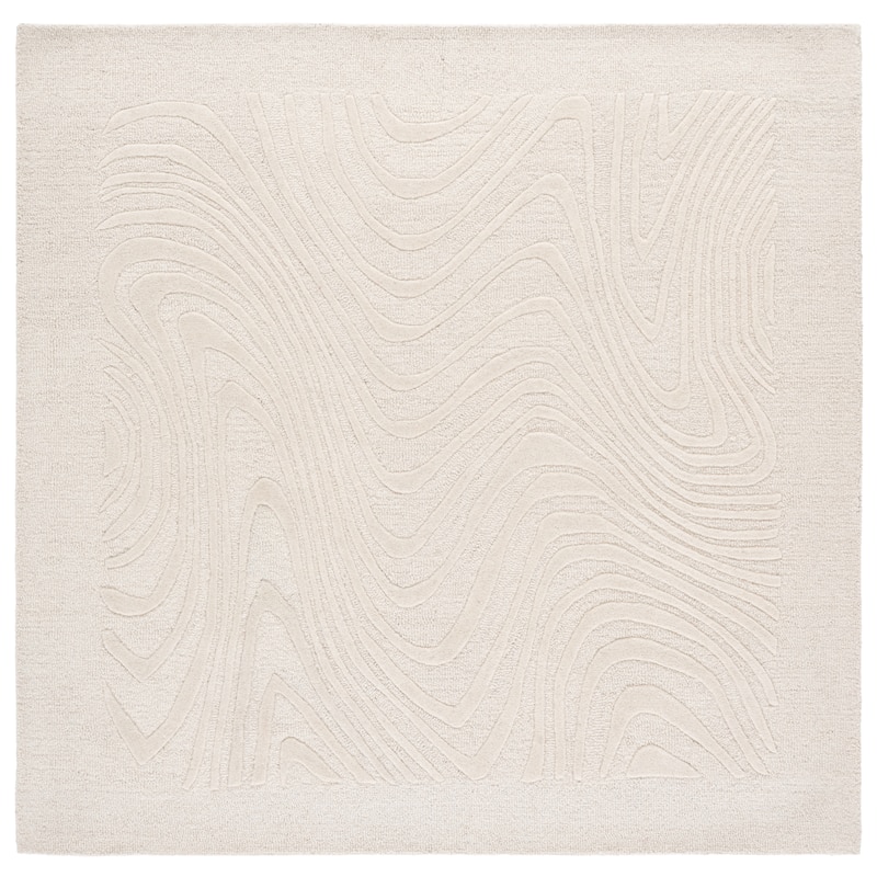 SAFAVIEH Handmade Ebony Sabiye Wool Rug - 6' Square - Ivory