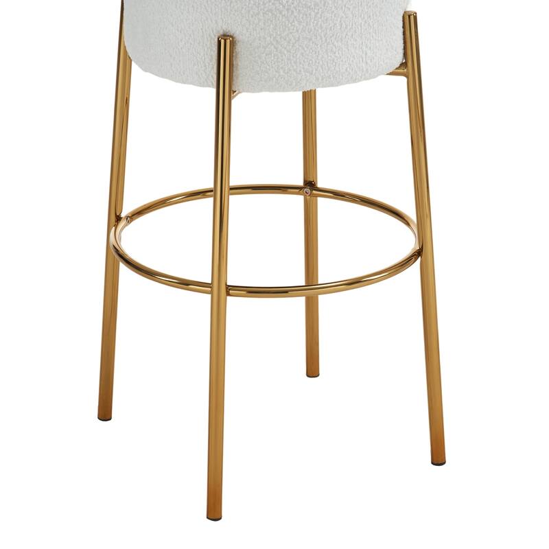 30" Round High Bar Stools Set of 2, Contemporary Upholstered Sturdy Hardware Support Legs