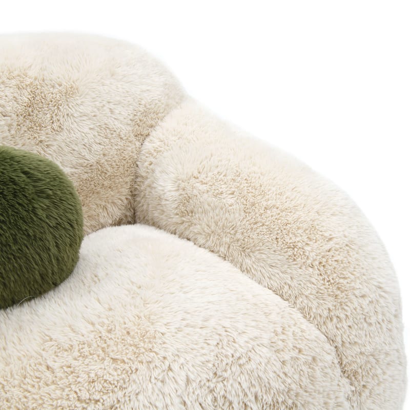 Furniture of America Cynra Modern 45-inch Faux Fur Swivel Arm Chair with Ball Pillow