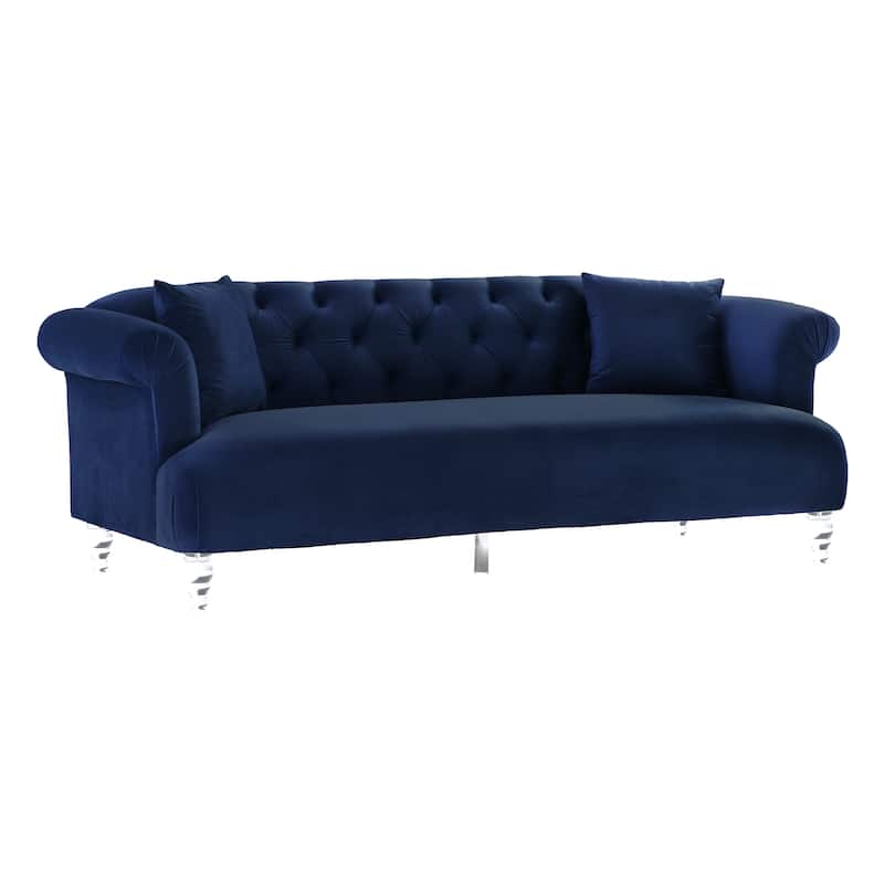 Armen Living Elegance Sofa in Velvet with Acrylic Legs
