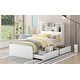preview thumbnail 5 of 14, Twin Size Storage Platform Bed Frame with 4-Shelves & 2-Drawers, White Finish Kids Bed Frame with LED Light and Silent Slats