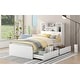 preview thumbnail 5 of 11, White Twin Size Storage Platform Bed with Open Storage Shelves & LED Light