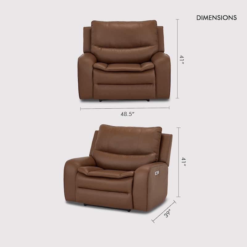48.5" W Faux Leather Dual-Power Oversized Width Seat Recliner with USB & USB-C Charging, Ajustable Headrest
