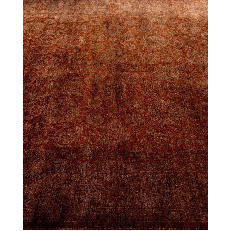 Overton Hand Knotted Wool Vintage Inspired Modern Contemporary Overdyed Brown Area Rug - 4' 2" x 6' 6"