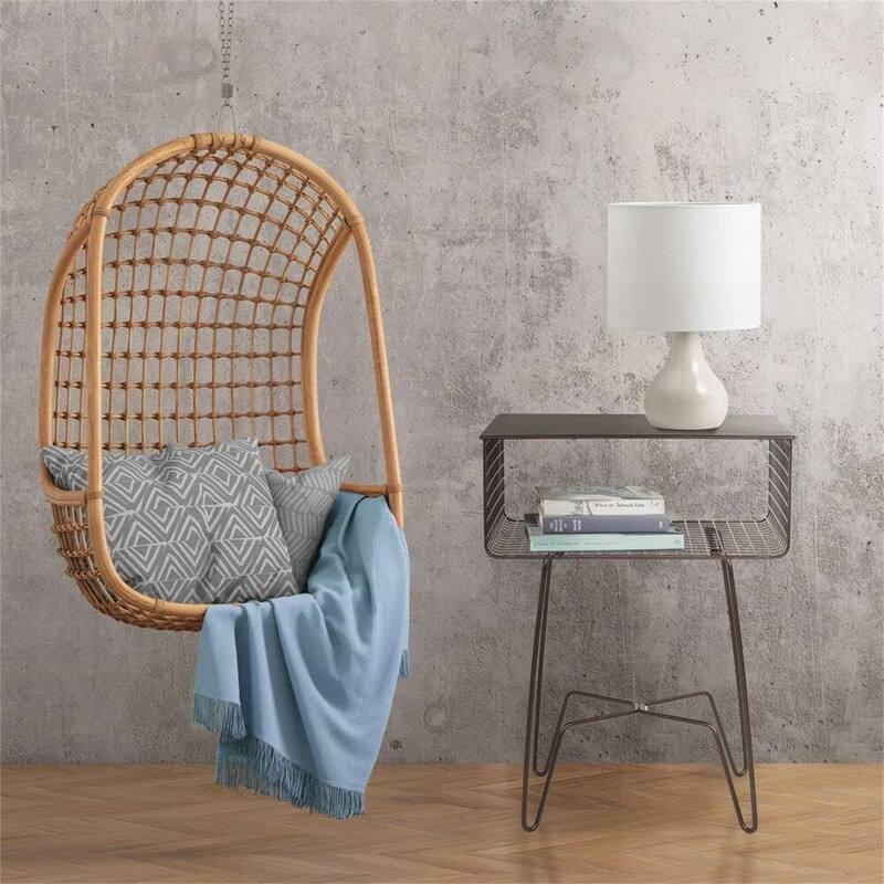 Steel Side Table Nightstand with Storage - 12.75"D x 17.4"W x 22.8"H