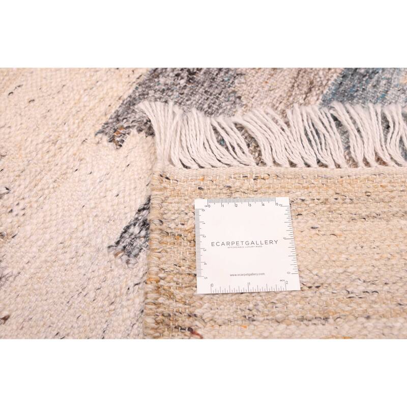 ECARPETGALLERY Flat-Weave Ankara FW Ivory Wool Kilim - 4'1 x 6'1