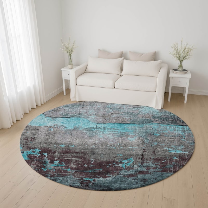 Premium Washable Super Soft Abstract Chic Mayfield Rug - Teal - 8' x 8'