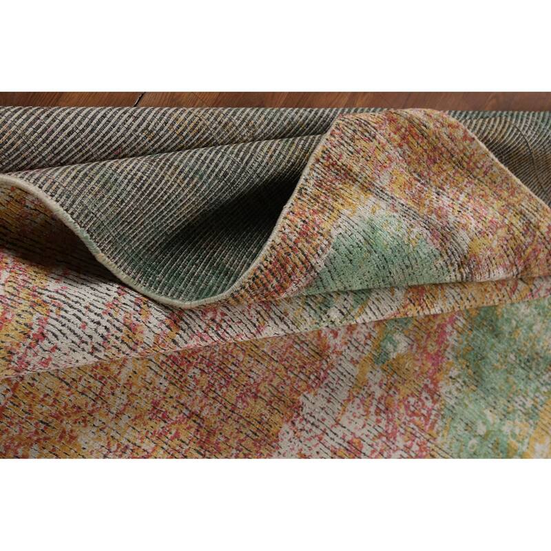 Contemporary Colorful Abstract Indian Area Rug Handmade Wool Carpet - 6'6"x 8'6"