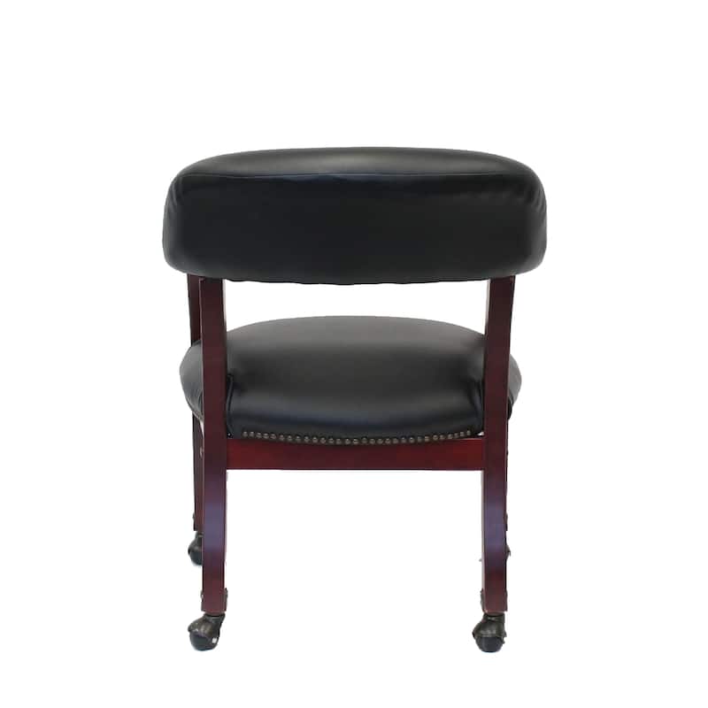 Anna Captain Chair, Brass Rivet Trim, Hooded Wheels, Black Caressoft