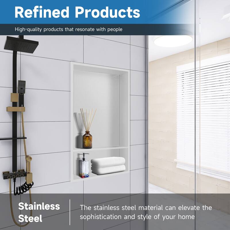 WIZ 12-inch W x 25-inch H x 4-inch D Stainless Steel Shower Niche