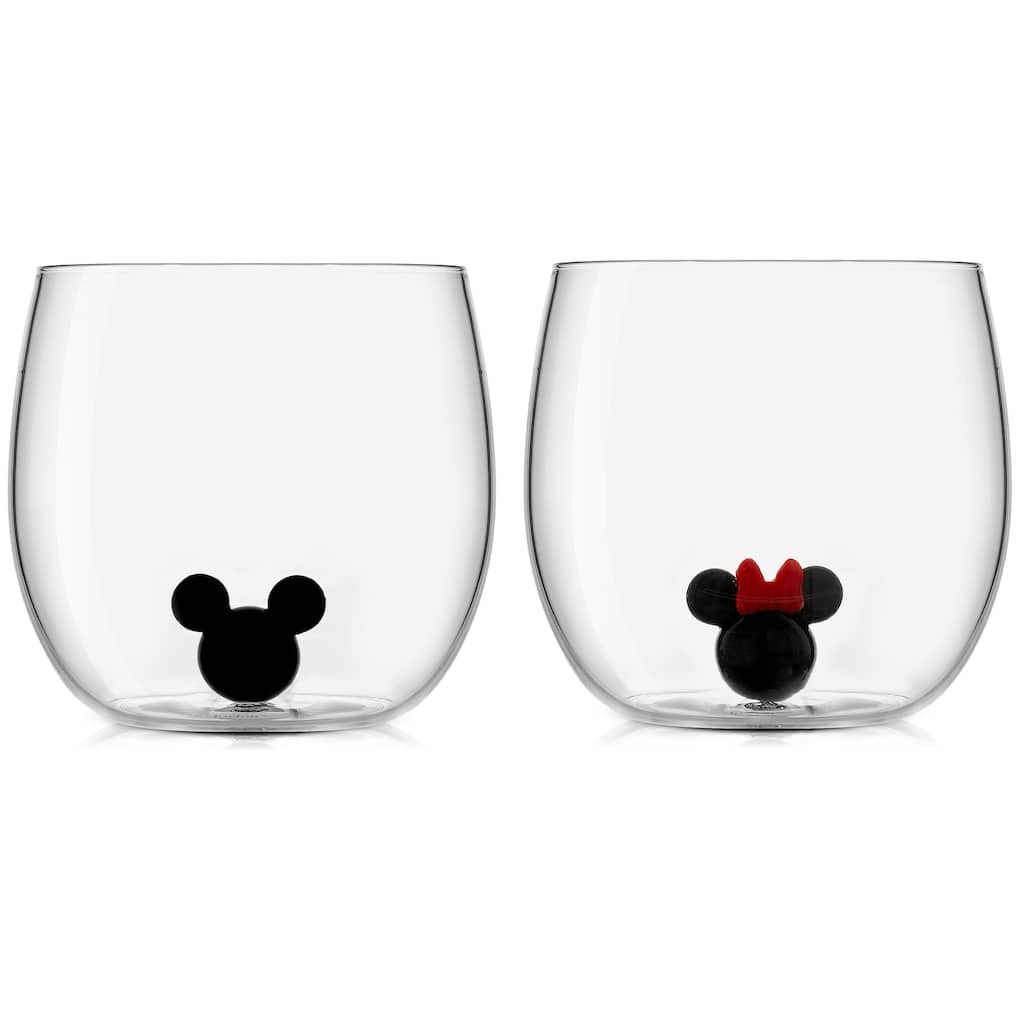 Disney Mickey & Minnie Icon Stemless Wine Glass - 10 oz - Set of 2 - 10 oz