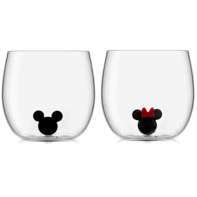 Disney Mickey & Minnie Icon Stemless Wine Glass - 10 oz - Set of 2