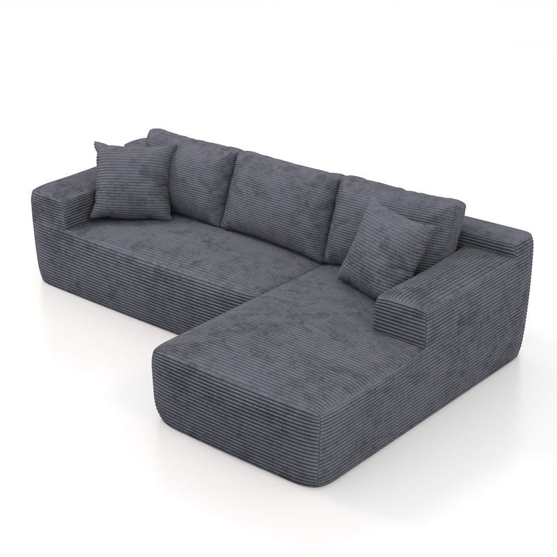 Corduroy L-Shaped Sofa Modular Movable Applicable Living Room Furniture Sets