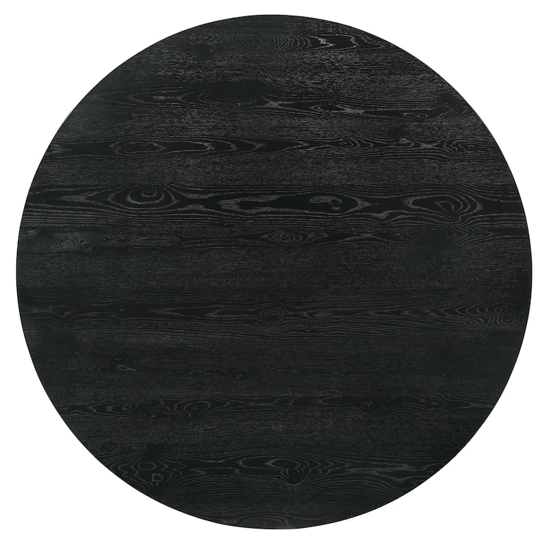 Furniture of America Evrena Modern 7-Piece Black Solid Wood 59-inch Round Dining Set