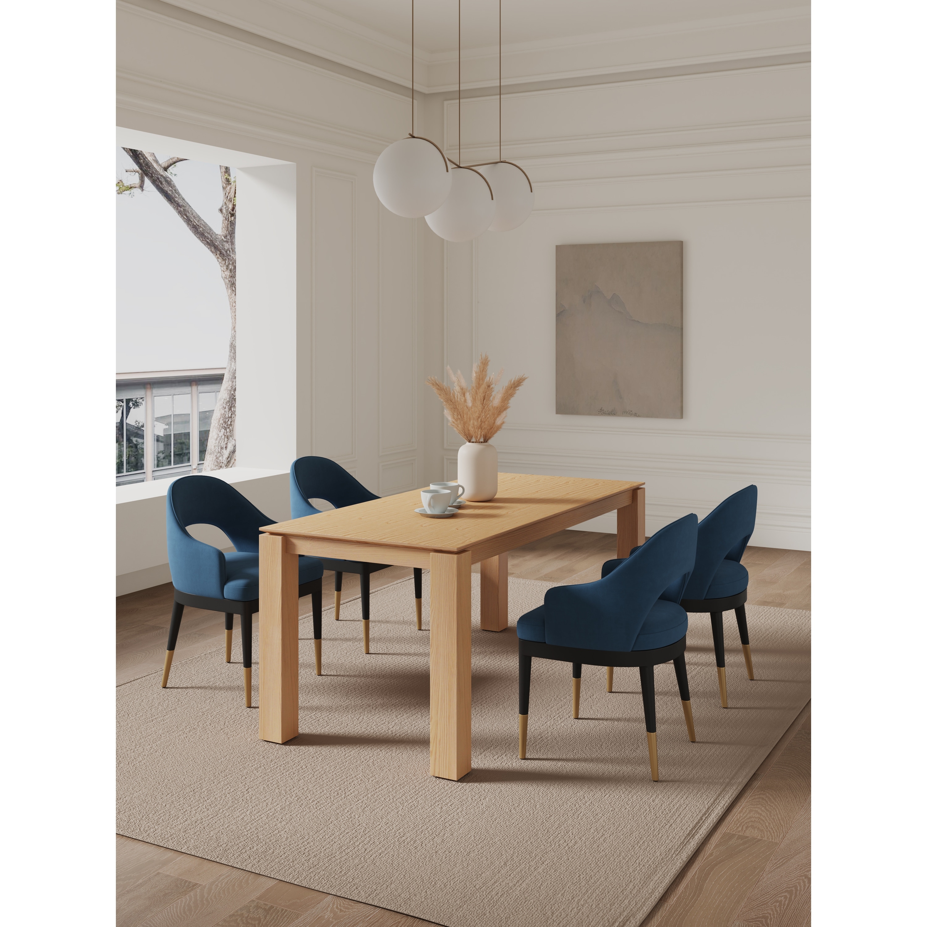 Manhattan Comfort Rockaway Modern 70.86 Solid Wood Dining Set