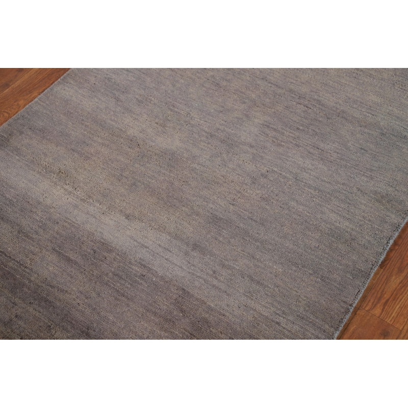 Modern Gabbeh Oriental Foyer Rug Grey Handmade Wool Carpet - 3'0"x 4'10"