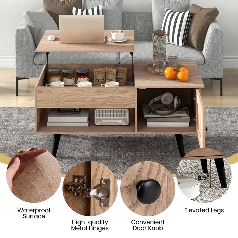 Costway Lift Top Coffee Table with Storage Hidden Compartment Cabinet - See Details