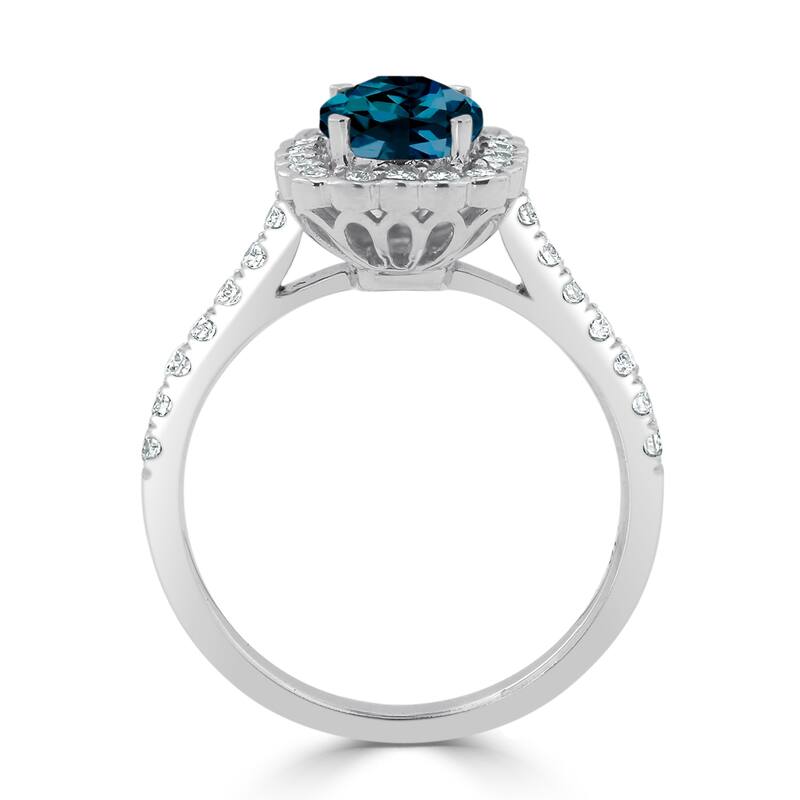 Auriya Vintage 1 1/3ct Cushion-cut London Blue Topaz Halo Diamond Engagement Ring 1/2ctw 14k Gold