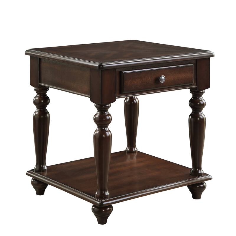 Modern Traditional Style End Table with Drawer and Bottom Shelf Furniture 1pc
