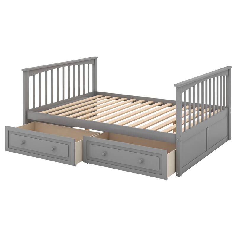 Twin over Twin Bunk Bed with Drawers, Convertible Beds