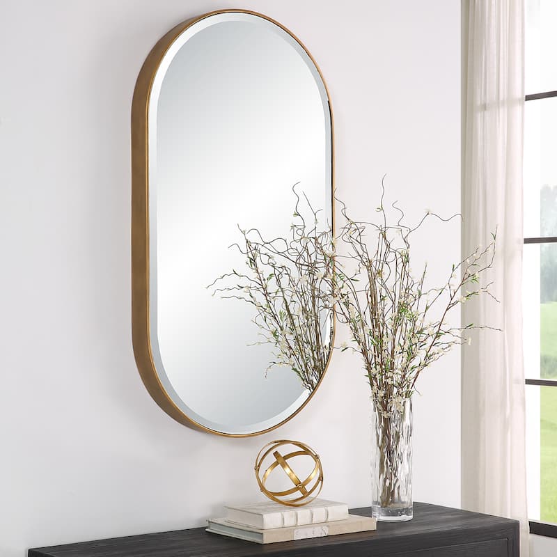 Uttermost 09914 Lago 21-1/4" W x 40" H Oval Framed Bathroom Mirror