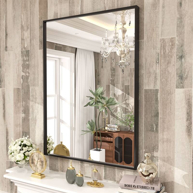 Aluminum Alloy Framed French Cleat Mounted Tempered Glass Wall Vanity Mirror