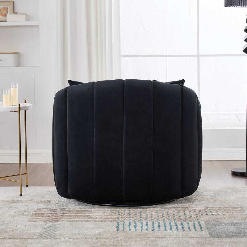 Velvet Swivel Barrel Chair with Pillows