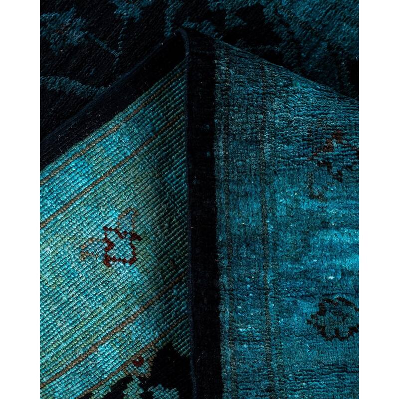 Vibrance, One-of-a-Kind Handmade Runner Rug - Black, 3' 1" x 17' 9" - 3' 1" x 17' 9"