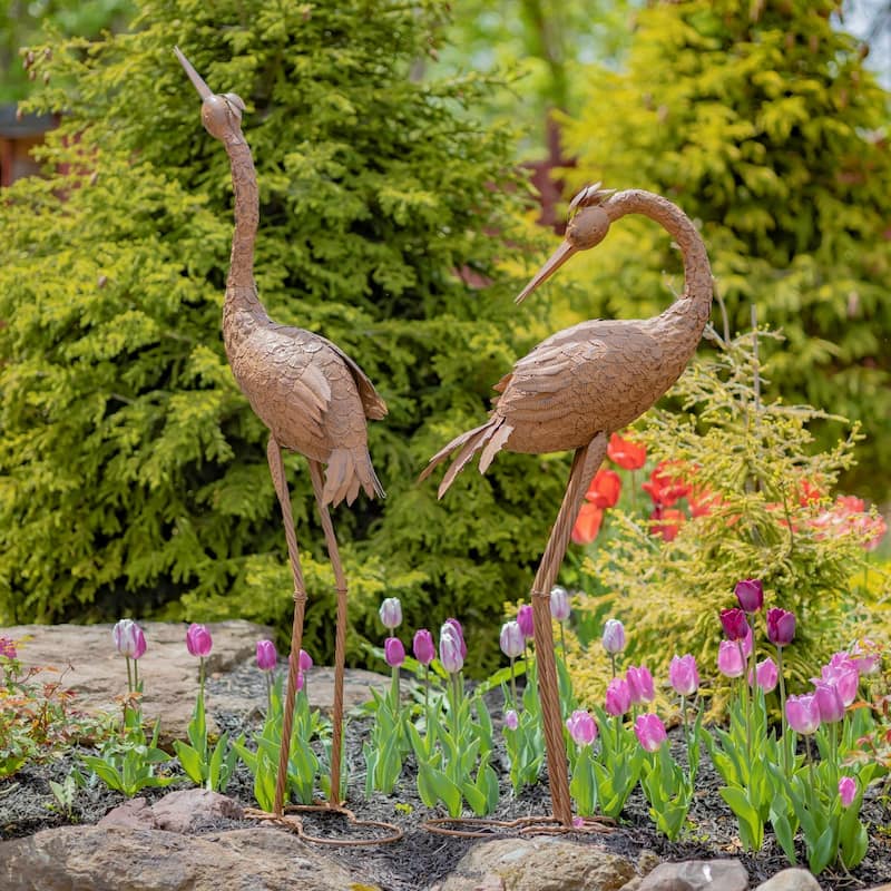 Set of 2 Small Dancing Rusty Herons