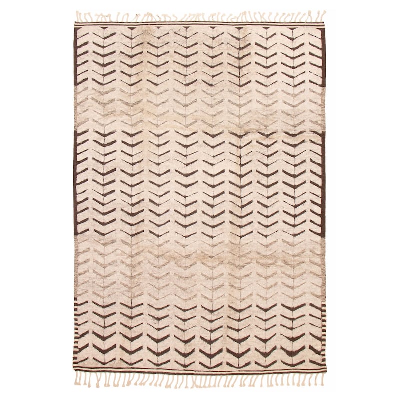 ECARPETGALLERY Hand-knotted Tangier Ivory Wool Rug - 8'5 x 11'7 - Ivory - 8'5 x 11'7