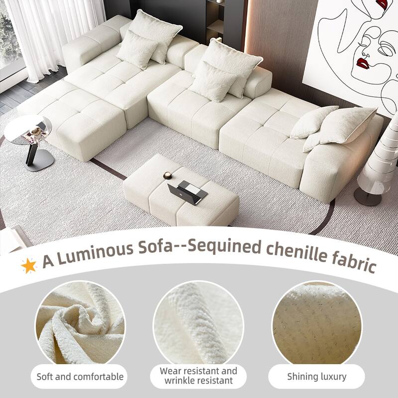 GDFStudio - Chenille Tufted Oversized 170" Modular Sectional Sofa