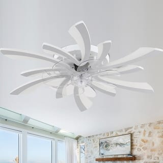31" Modern Flush Mount Ceiling Fan with Dimmable Light and Remote Control,6-Speed Reversible Ceiling Fan - 30.7Inch
