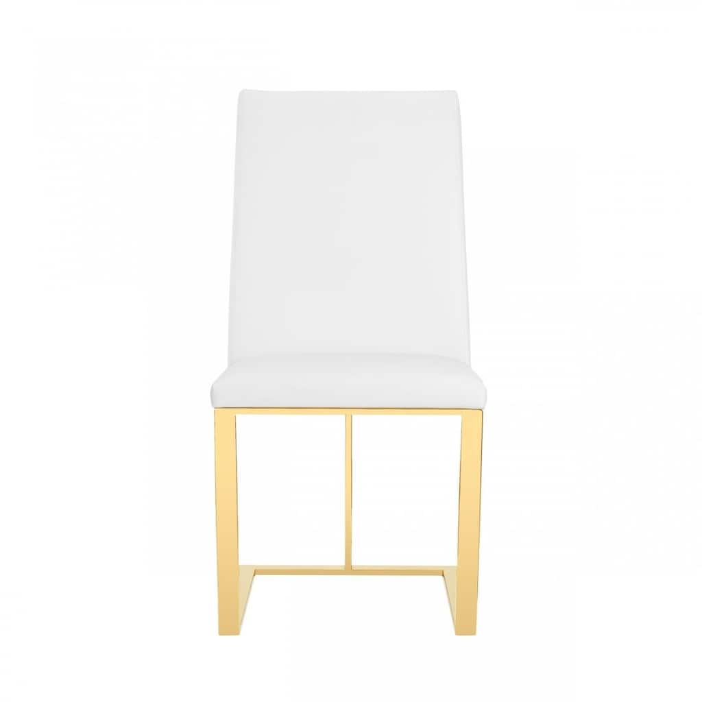 White Gold Contemporary Dining Chair - White and Gold