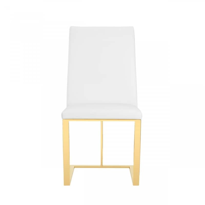 White Gold Contemporary Dining Chair - White and Gold - White and Gold